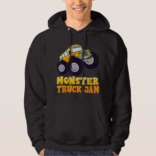 Monster Truck Jam School Bus Yellow Back To School Hoodie
