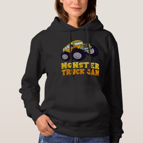 Monster Truck Jam School Bus Yellow Back To School Hoodie