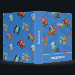 Monster Truck Jam Watercolor Cars Kids 3 Ring Binder<br><div class="desc">Monster Truck Jam Watercolor Cars Kids 3 Ring Binder. Watercolor giant monster trucks doing stunts.</div>