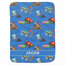 Monster Truck Jam Watercolor Cars Kids Baby Blanket