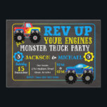Monster Truck Joint Birthday Invitation<br><div class="desc">All designs are © Happy Panda Print</div>