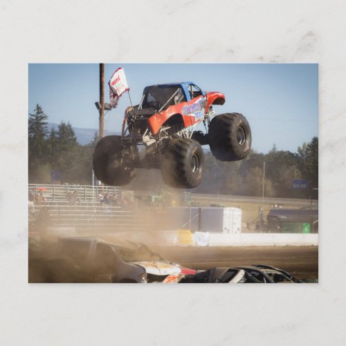 Monster Truck Jumping Postcard