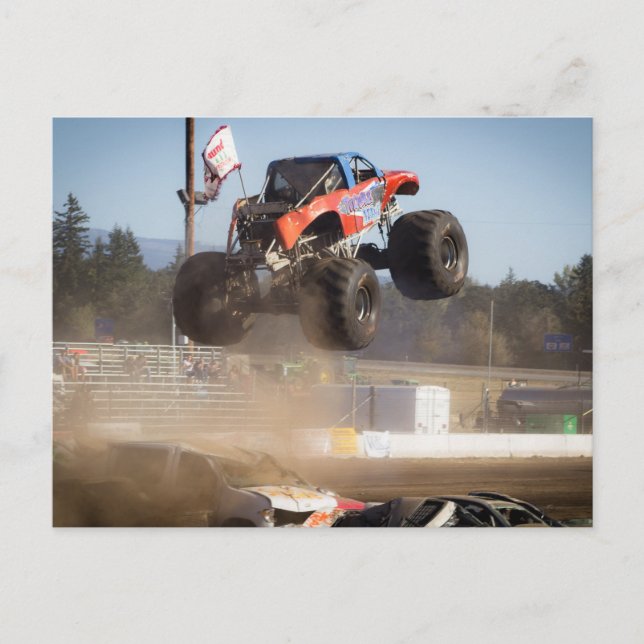 Monster Truck Jumping Postcard (Front)