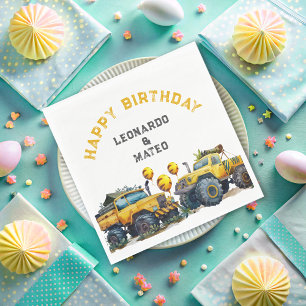 Monster Truck Jungle Boys Happy Birthday Napkins