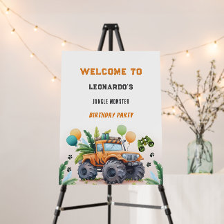 Monster Truck Jungle Safari Boy Birthday  Foam Board