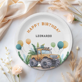 Monster Truck Jungle Safari Happy Birthday Paper Plates