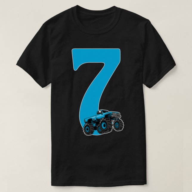 Monster Truck Kids Birthday 7 Years Old T-Shirt (Design Front)