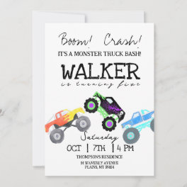 Monster Truck Kid's Birthday Invitation