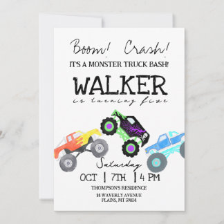 Monster Truck Kid's Birthday Invitation