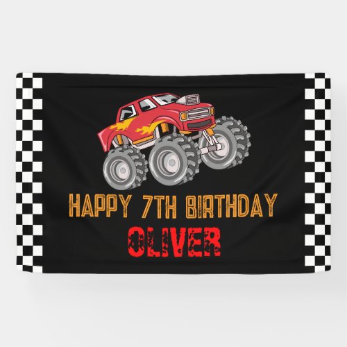 Monster Truck Kids Birthday Party Banner