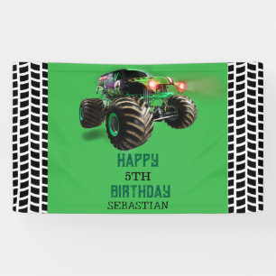 Monster Truck Kid's Birthday Party boy Banner