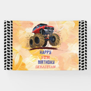 Monster Truck Kid's Birthday Party boy  Banner