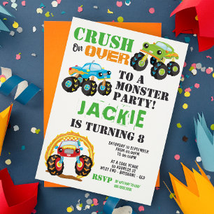 Monster Truck Kids Birthday Party Invitation