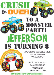 monster truck birthday invitations zazzle