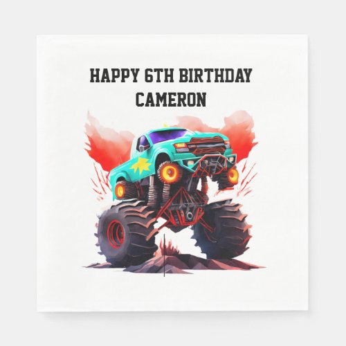 Monster Truck Kids Birthday Party  Napkins