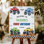 Monster Truck Kids Birthday Party Welcome Sign<br><div class="desc">Kick off the excitement with our Monster Truck Kids Birthday Party Welcome Sign! Featuring bold colors, powerful monster trucks, and thrilling racing elements, this sign sets the tone for an action-packed kids' birthday party. Perfect for a boy who loves cars and high-speed fun, it’s the ultimate way to welcome guests...</div>