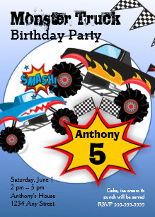 monster truck birthday invitations zazzle