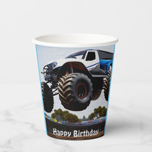 Monster Truck Launch Birthday Paper Cups