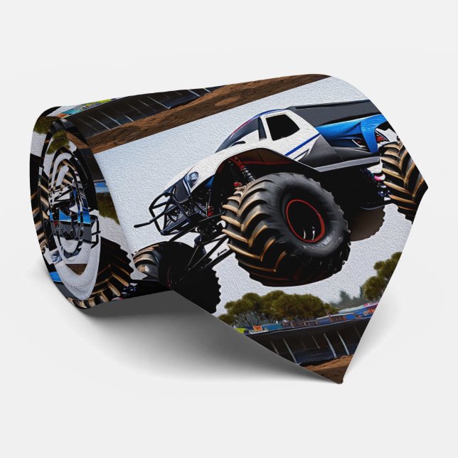 Monster Truck Launch, Mens Neck Tie (Rolled)