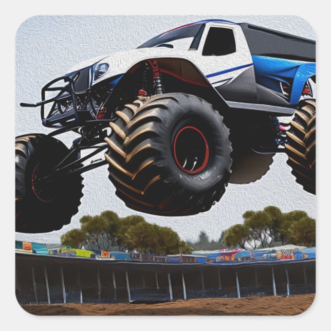 Monster Truck Launch, Square Stickers (Front)