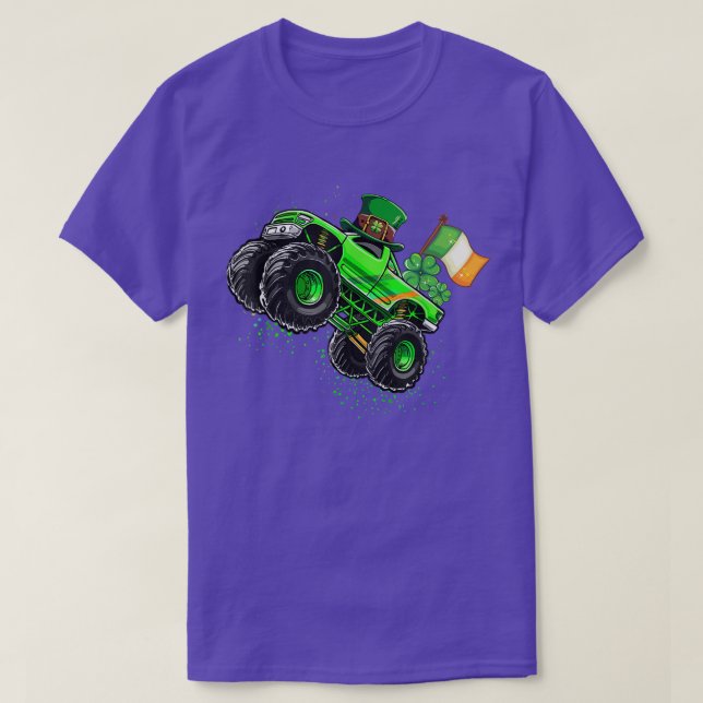 Monster Truck Leprechaun Shamrock St Patricks Day  T-Shirt (Design Front)