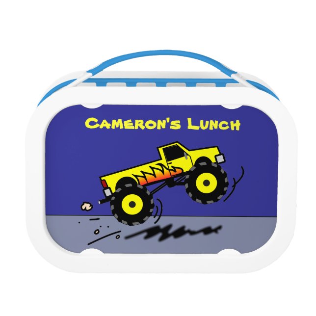Monster Truck Lovers Personalized Boys Lunch Box (Front)