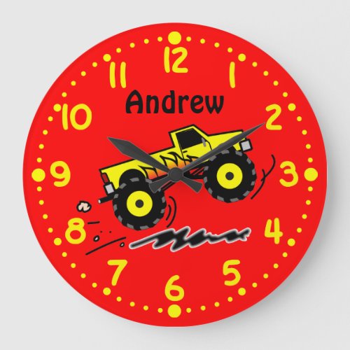 Monster Truck Lovers Personalized Boys Room Clock