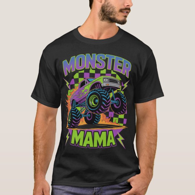 Monster Truck Mama Of The Birthday Family Matching T-Shirt (Front)