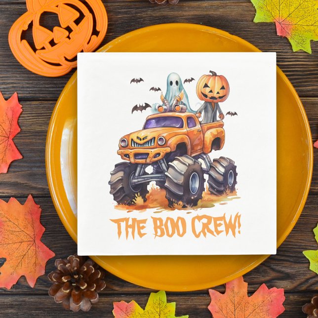 Monster Truck Modern Boo Crew Cute Halloween Napkins (Creator Uploaded)