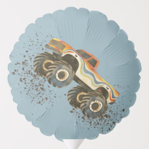 Monster Truck Modern Watercolor Blue Boys Party Balloon