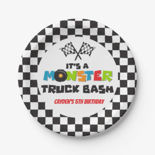 Monster Truck monsters birthday Paper Plates