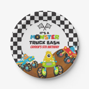 Monster Truck monsters birthday Paper Plates