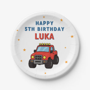 Monster Truck Name Age Birthday Party Paper Plates
