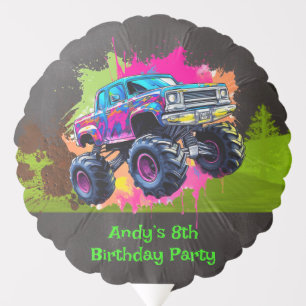 Monster Truck Neon Boy Birthday Party Balloon