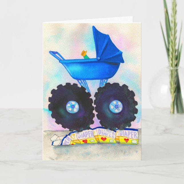 Monster Truck New Baby Congratulations  Card (Front)