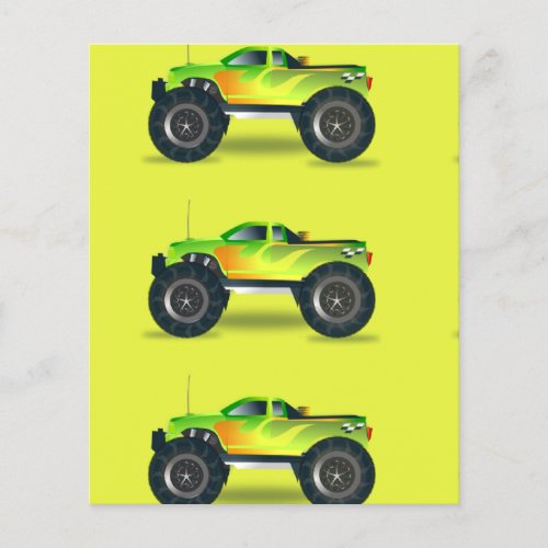 Monster truck on lime green