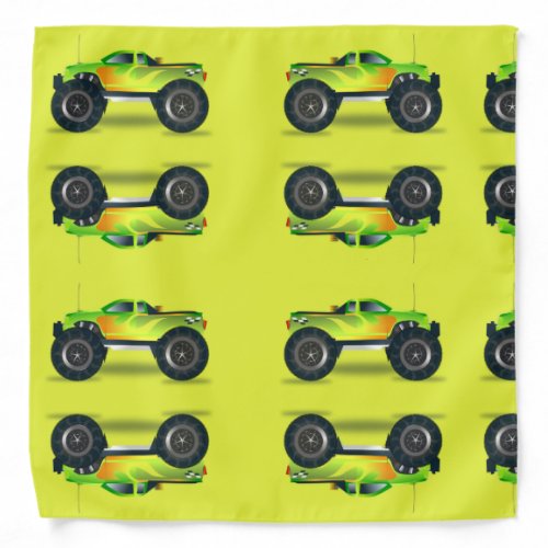 Monster truck on lime green bandana