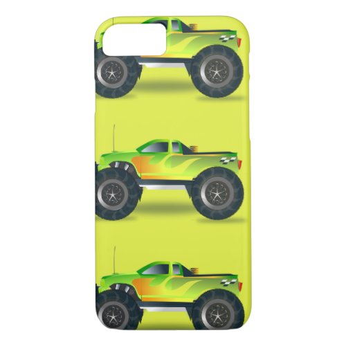 Monster truck on lime green iPhone 8/7 case