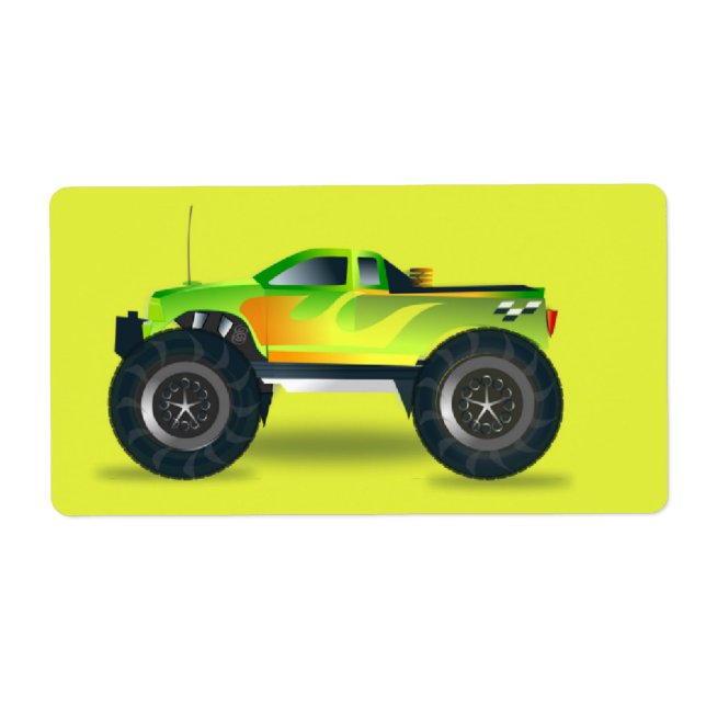 Monster truck on lime green label (Front)