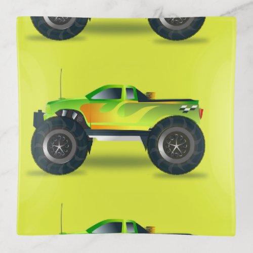 Monster truck on lime green trinket tray