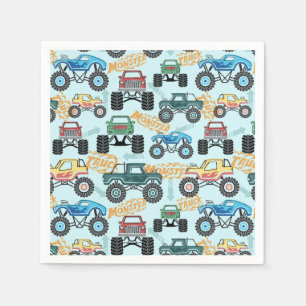 Monster Truck Paper Napkins, Boy Birthday Party Napkins
