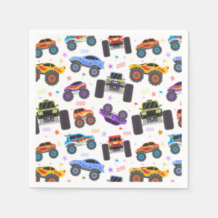 Monster Truck Paper Napkins, Truck Birthday Party Napkins