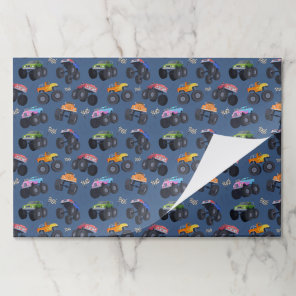 Monster Truck Paper Placemats, Birthday Party Mats