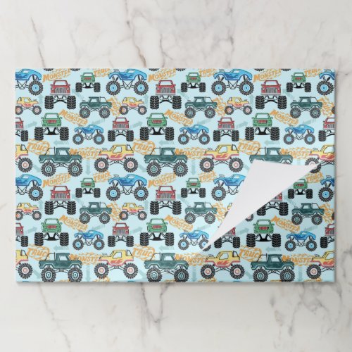 Monster Truck Paper Placemats, Kids Birthday Pad