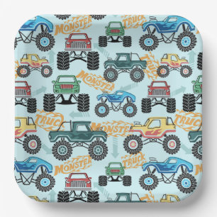 Monster Truck Paper Plates, Boy Birthday Party Plates