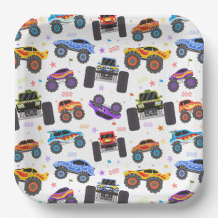 Monster Truck Paper Plates, Truck Birthday Party Plates