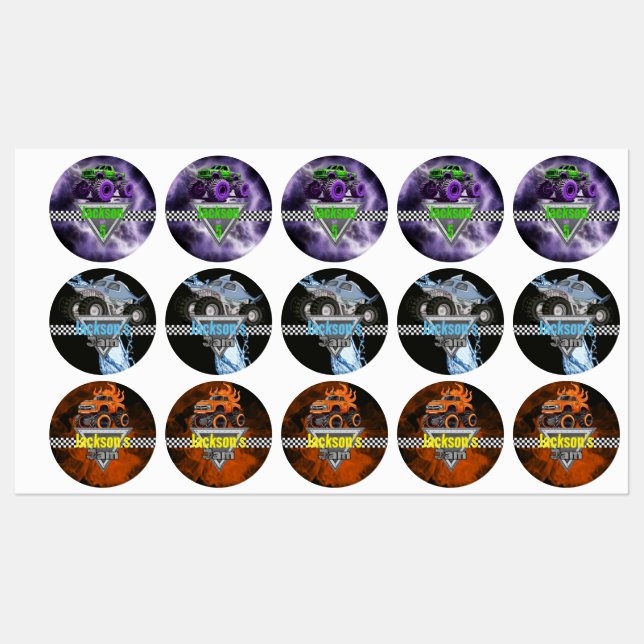 Monster Truck Party Favor Stickers/labels Labels (Sheet)