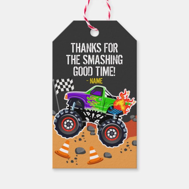 Monster Truck Party Favor Tags (Front)