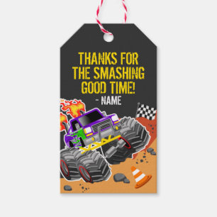 Monster Truck Party Favor Tags