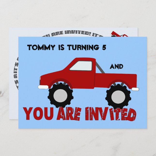 Monster Truck Party Invitation (Front/Back)